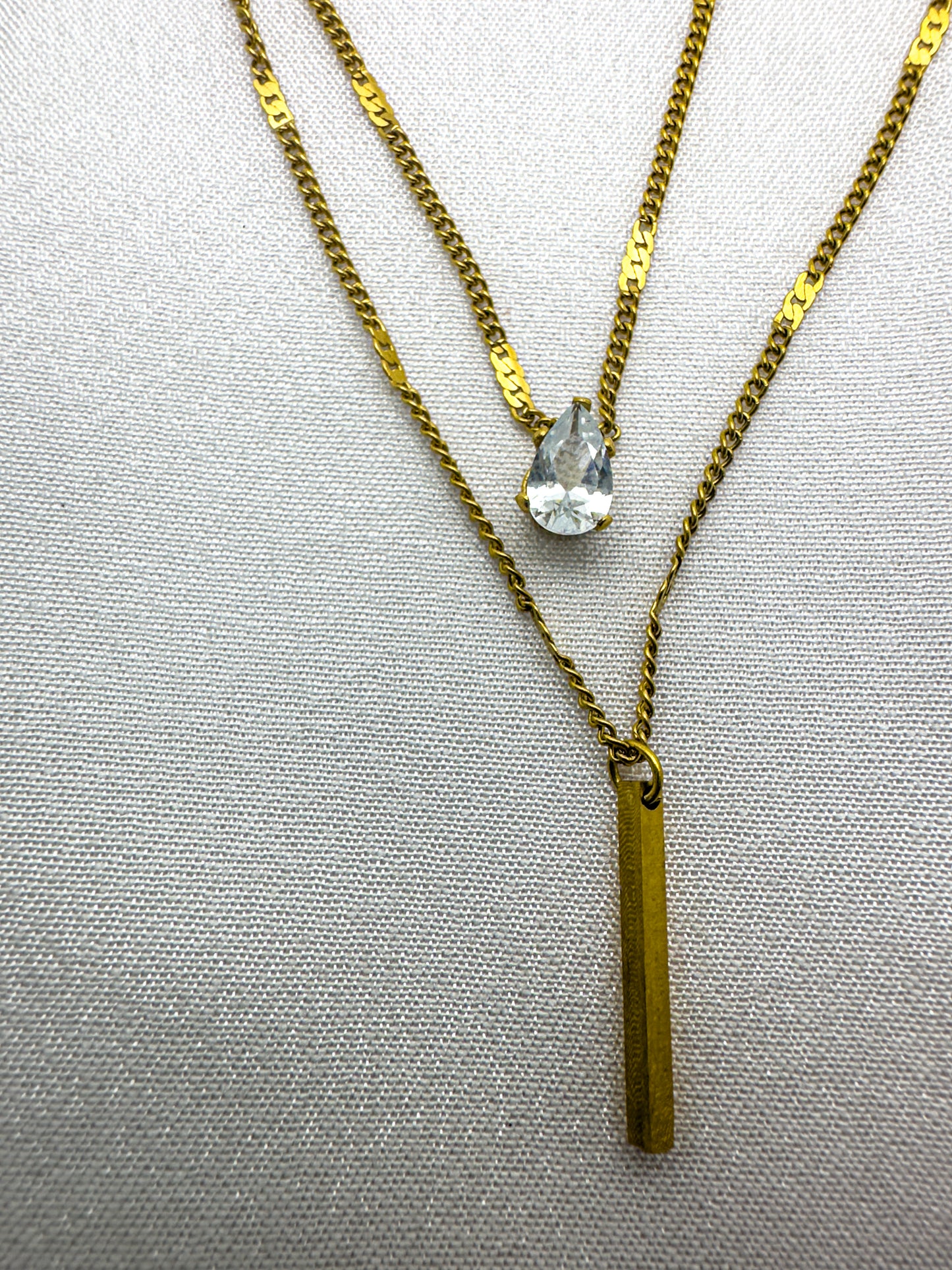 Teardrop and Bar Layered Necklace