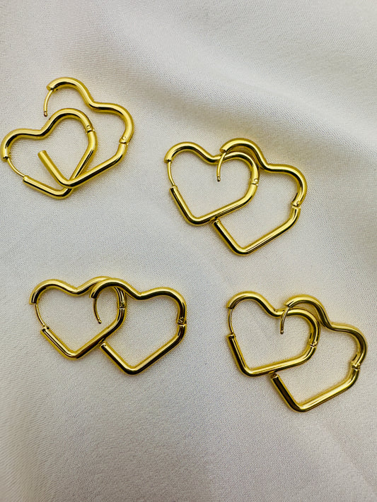 Golden Heart Hoop Earrings